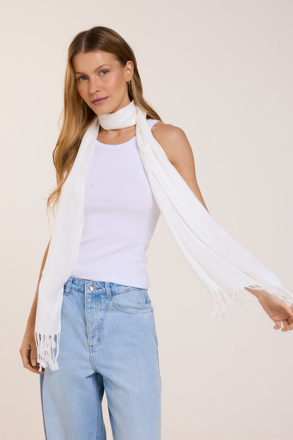 Pashmina off white de viscose | 35x180cm