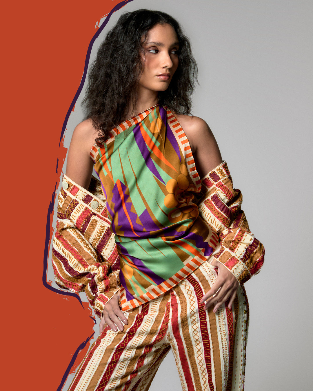 Double-sided Bosque silk satin scarf | 65x65cm