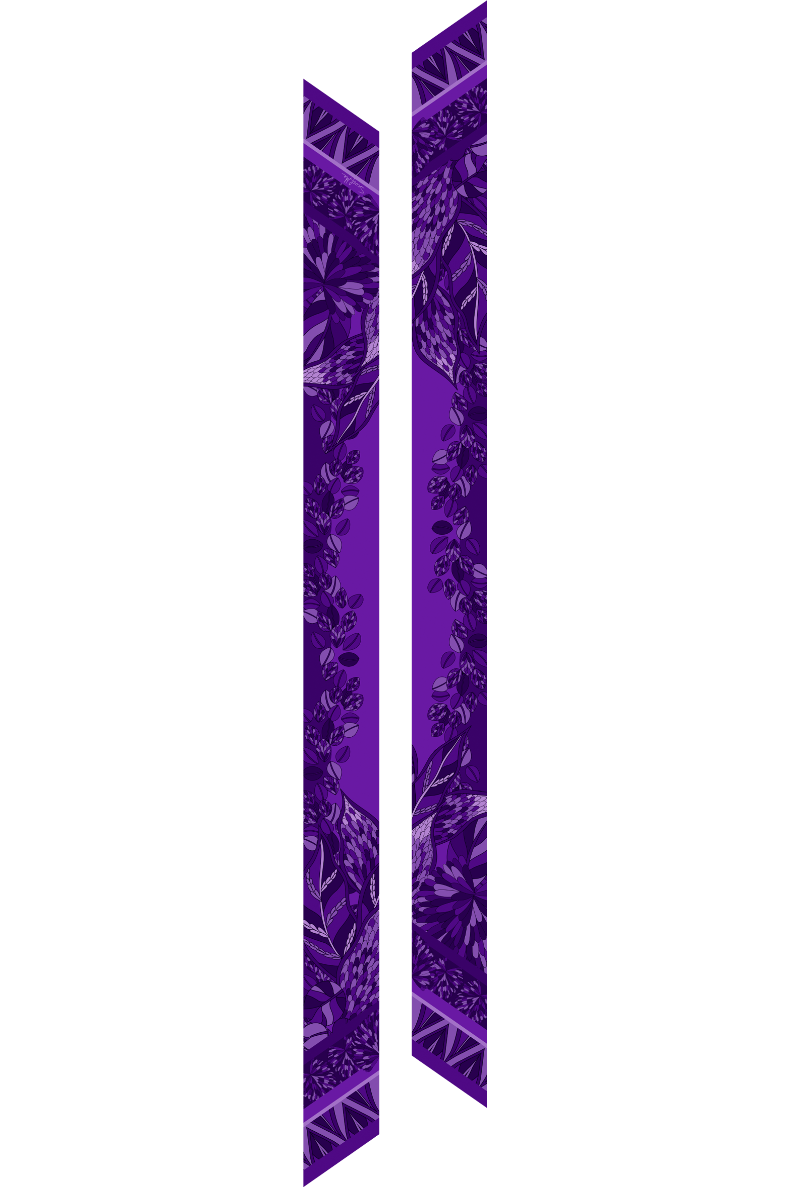 Twilly Ramos de Púrpura roxo em cetim de seda | 8x130cm