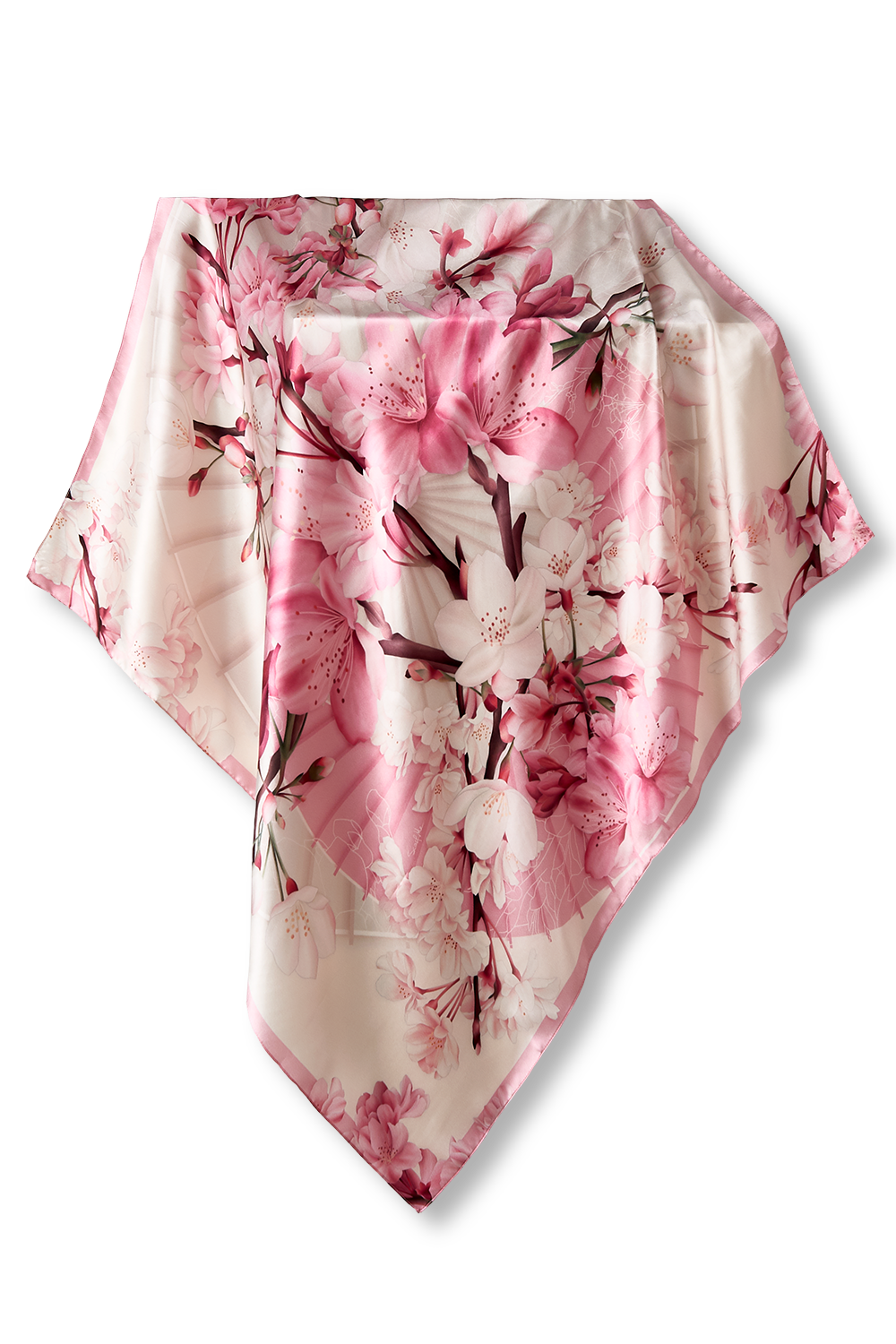 Lenço Sakura Benevolência em cetim de seda | 90x90cm