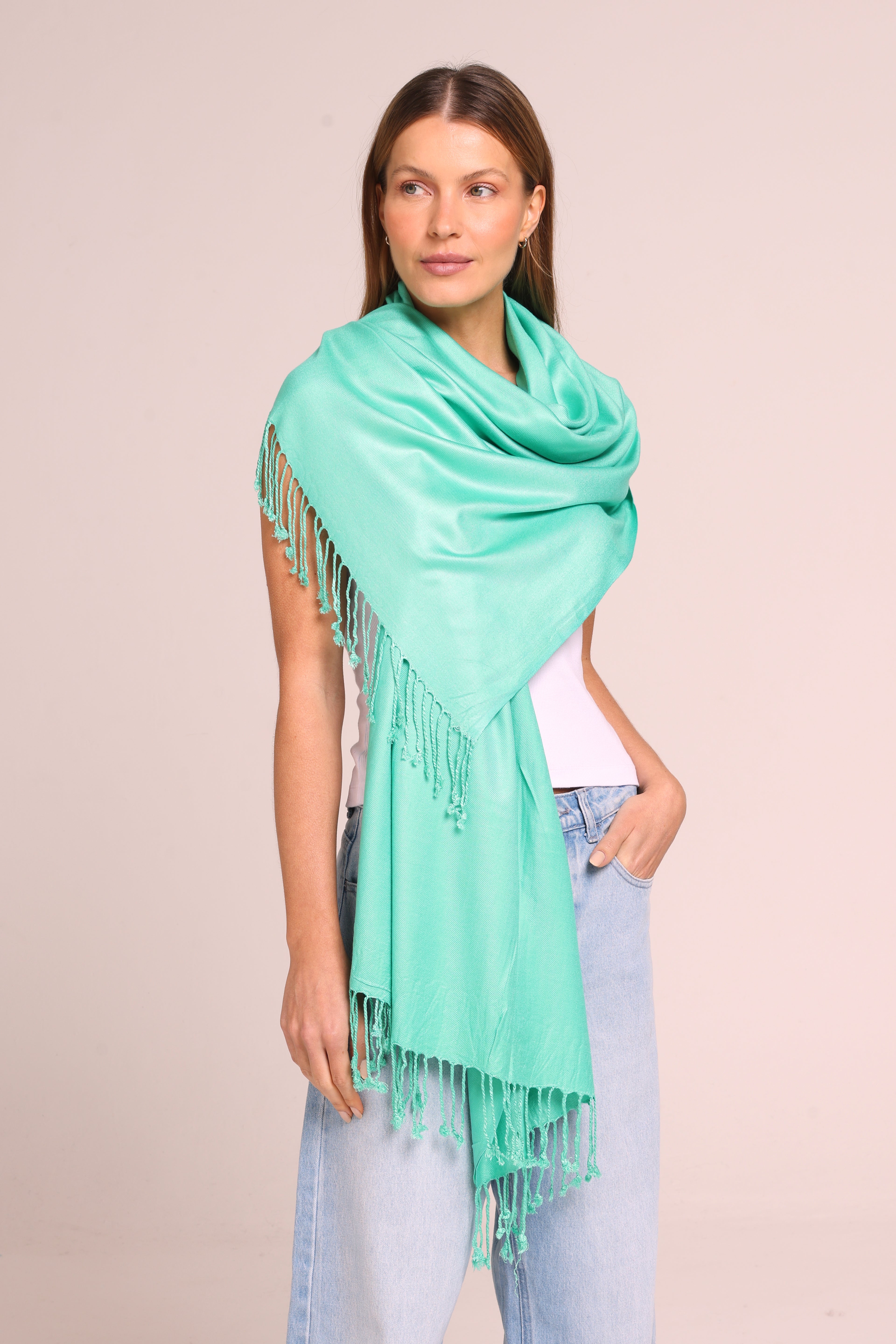 Mint green viscose pashmina 70x180cm