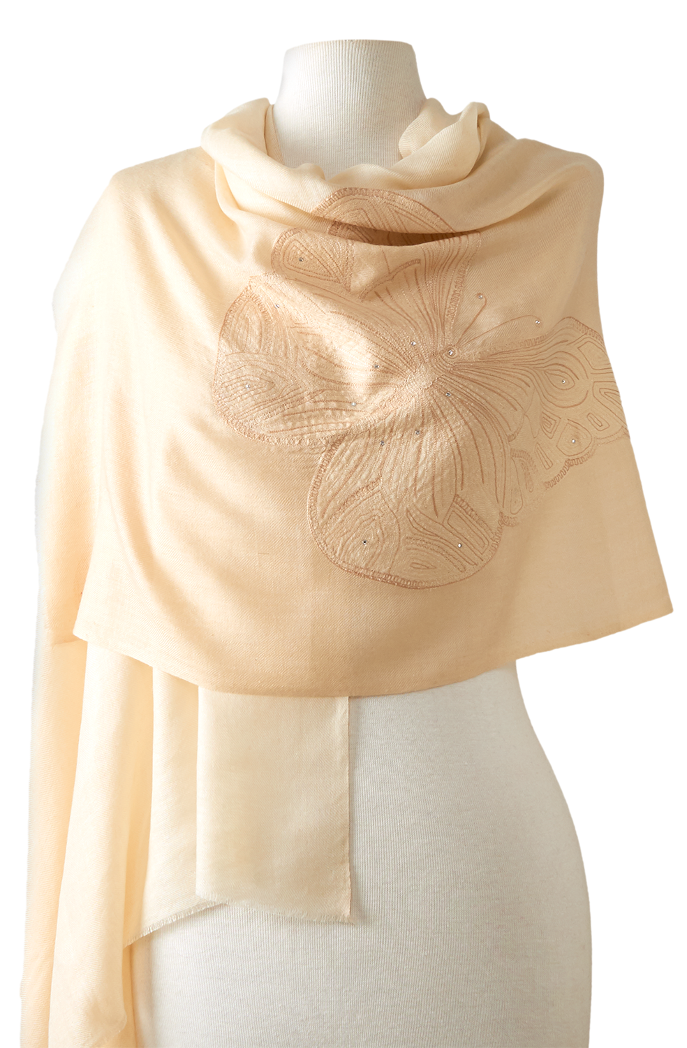 Cashmere Bordado butterfly off white