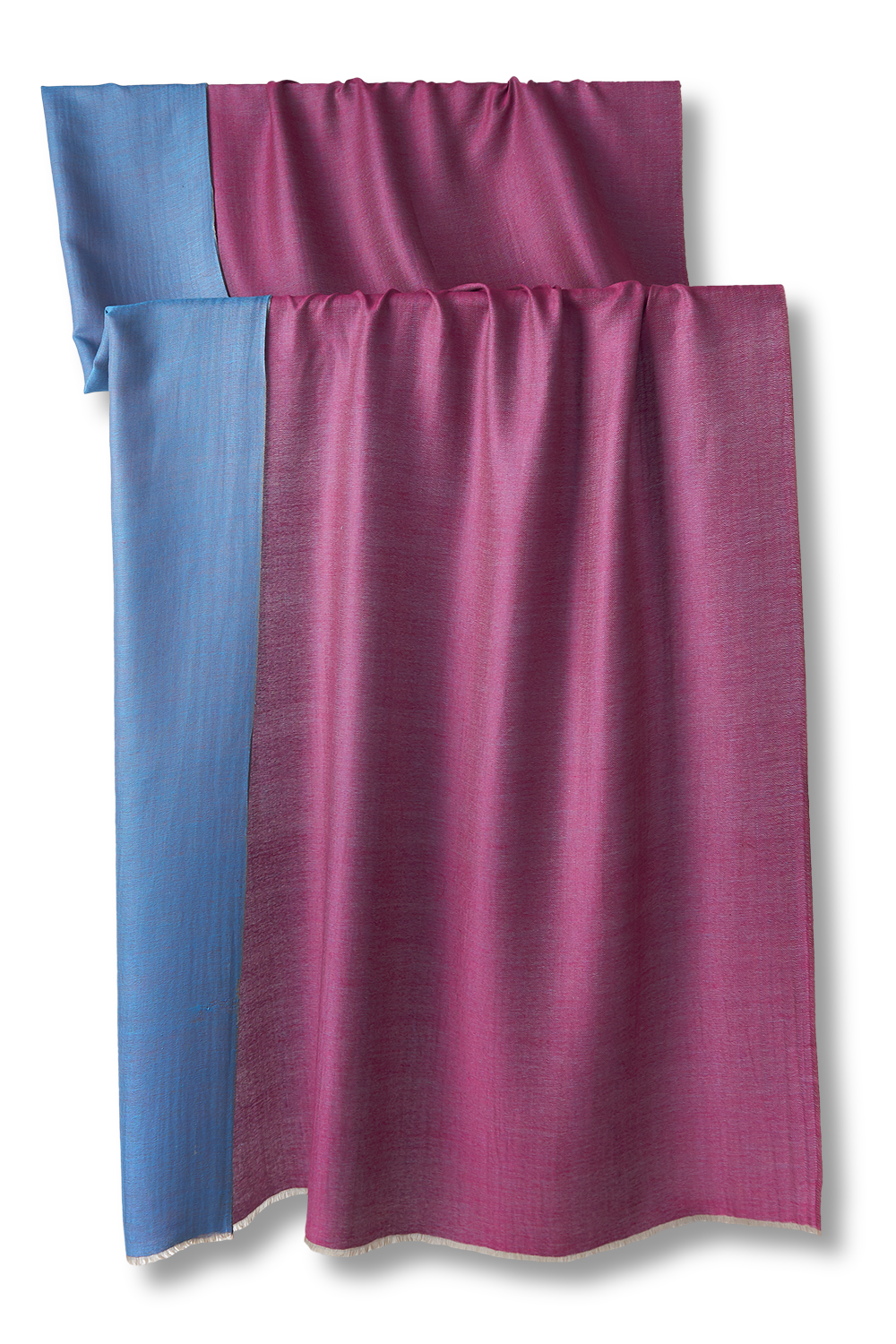 pashmina de puro cashmere verdadeiro dupla face azul e rosa 100x200cm para inverno, festas, casamentos e frio