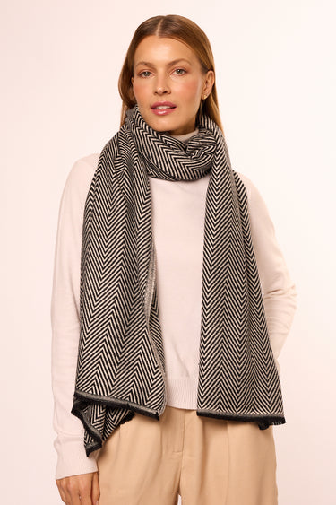 Cashmere Espinha de Peixe preto/off white