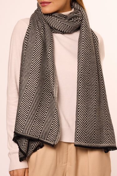 Cashmere Espinha de Peixe preto/off white