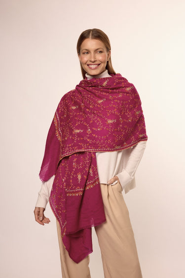 Cashmere Bordado fúcsia