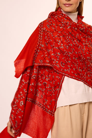 Cashmere Bordado vermelho/preto