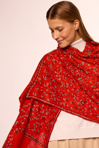 Cashmere Bordado vermelho/preto