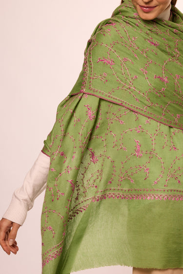 Cashmere luxo Bordado verde
