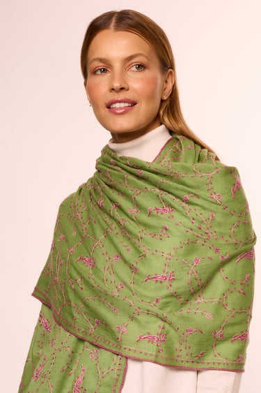 Cashmere luxo Bordado verde