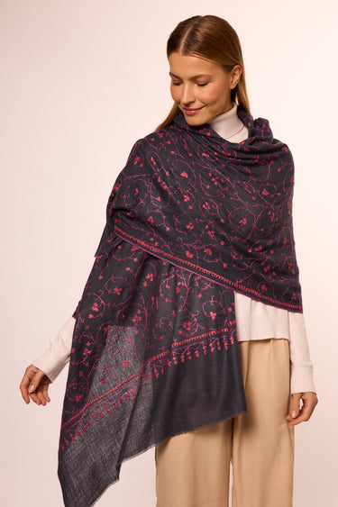 Cashmere Bordado marinho/rosa