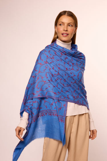 Light blue Embroidered Cashmere