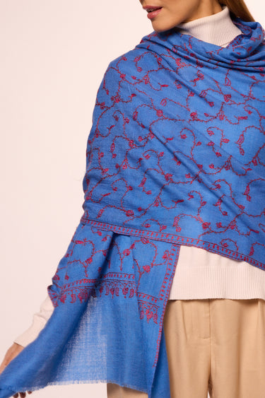 Light blue Embroidered Cashmere