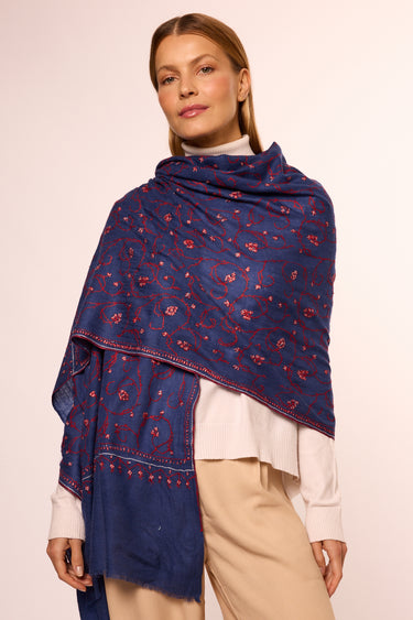 Cashmere Bordado azul marinho