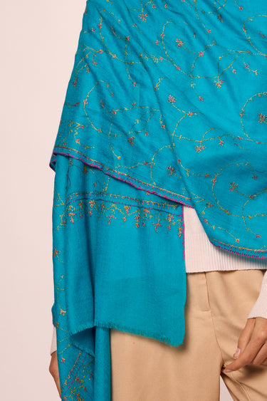 Cashmere Bordado azul turquesa