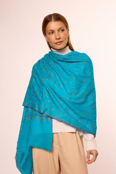 Cashmere Bordado azul turquesa
