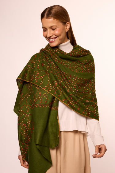 Cashmere Bordado verde folha