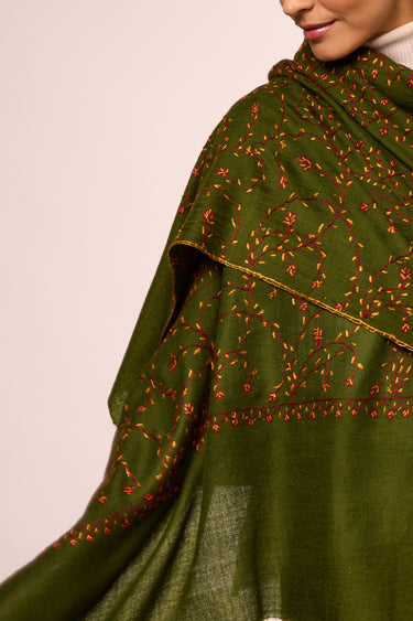 Cashmere Bordado verde folha