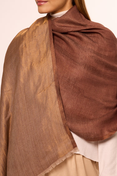 Dupla face Cashmere com seda Zari chocolate