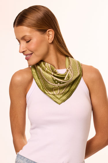 Lenço double face Bandana Cordas em cetim de seda | 65x65cm