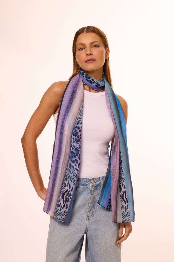 Praia long scarf in polyester mousseline | 45x210cm