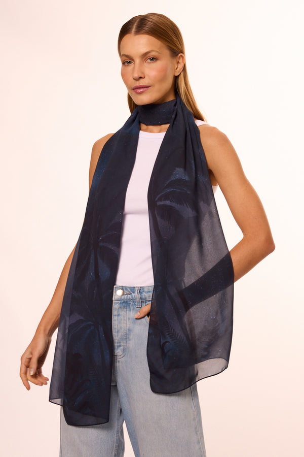 Céu Estrelado long scarf in silk mousseline | 60x210cm