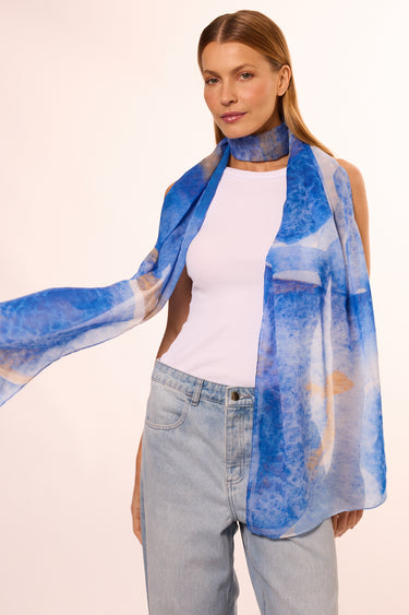 Echarpe Abstrato Mineral em mousseline de poliéster | 45x210cm