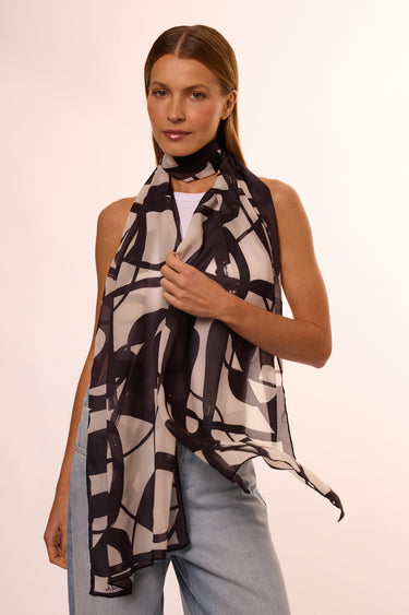 Echarpe retangular Contemporary em mousseline de poliéster | 45x210cm