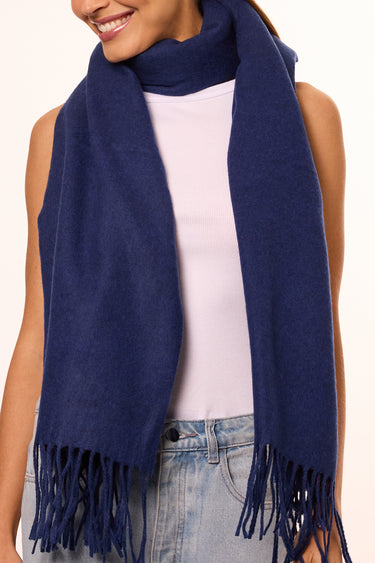 Blue pashmina with a woolen touch.