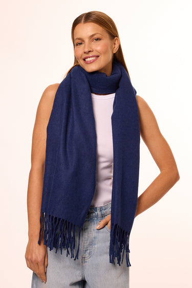 Blue pashmina with a woolen touch.