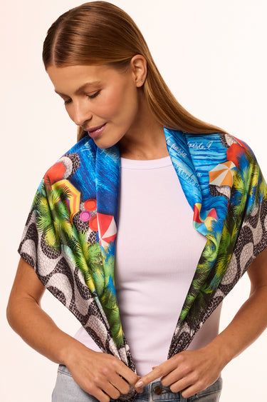 Lenço Copacabana em cetim de poliéster | 90x90cm