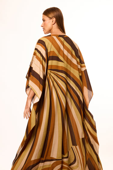 Long Viscose Kaftan Tropical Earthy Graphic