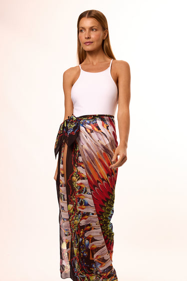 Pareô Cocar em mousseline de poliéster | 130x130cm