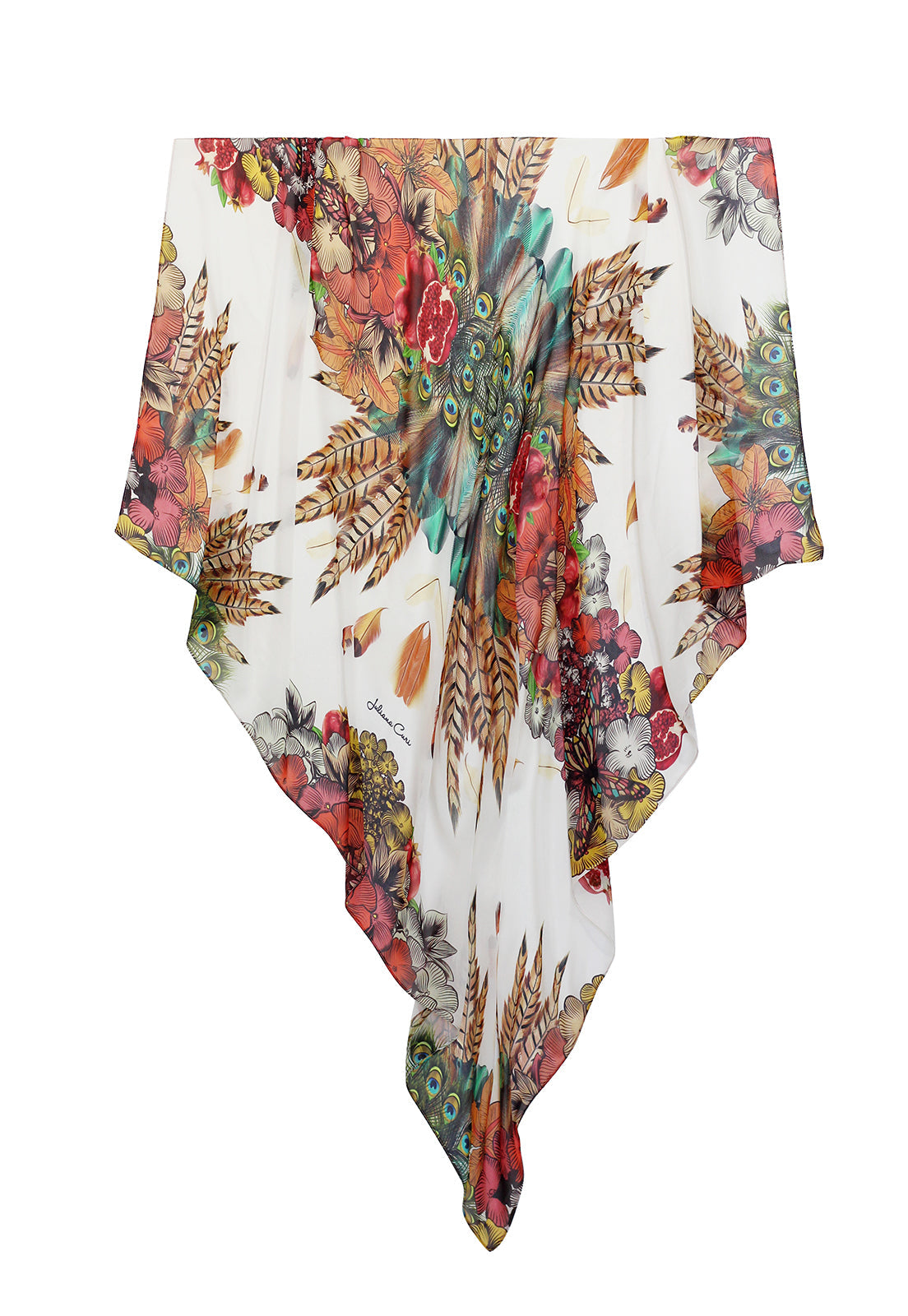 Max Jardim Feather scarf in silk mousseline | 130x130cm