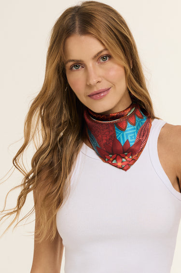 Lenço Touro em cetim de seda | 40x40cm