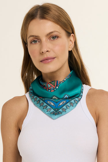 Tulip Mandala Scarf in Polyester Satin | 50x50cm