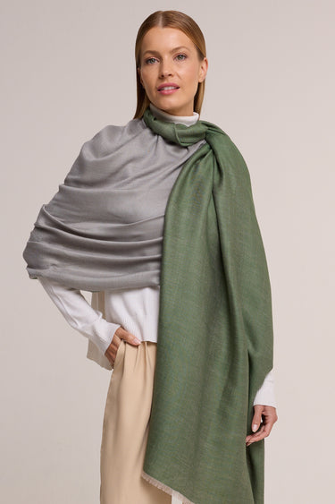 Cashmere Dupla Face verde/cinza