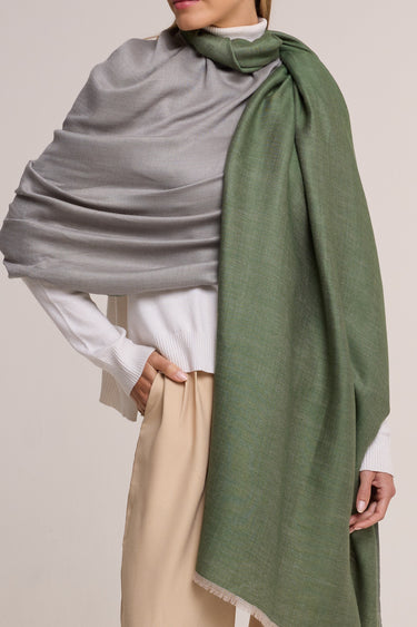 Cashmere Dupla Face verde/cinza