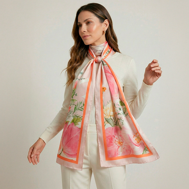 Echarpe double face Jardim Encantado em cetim de seda | 130x200cm
