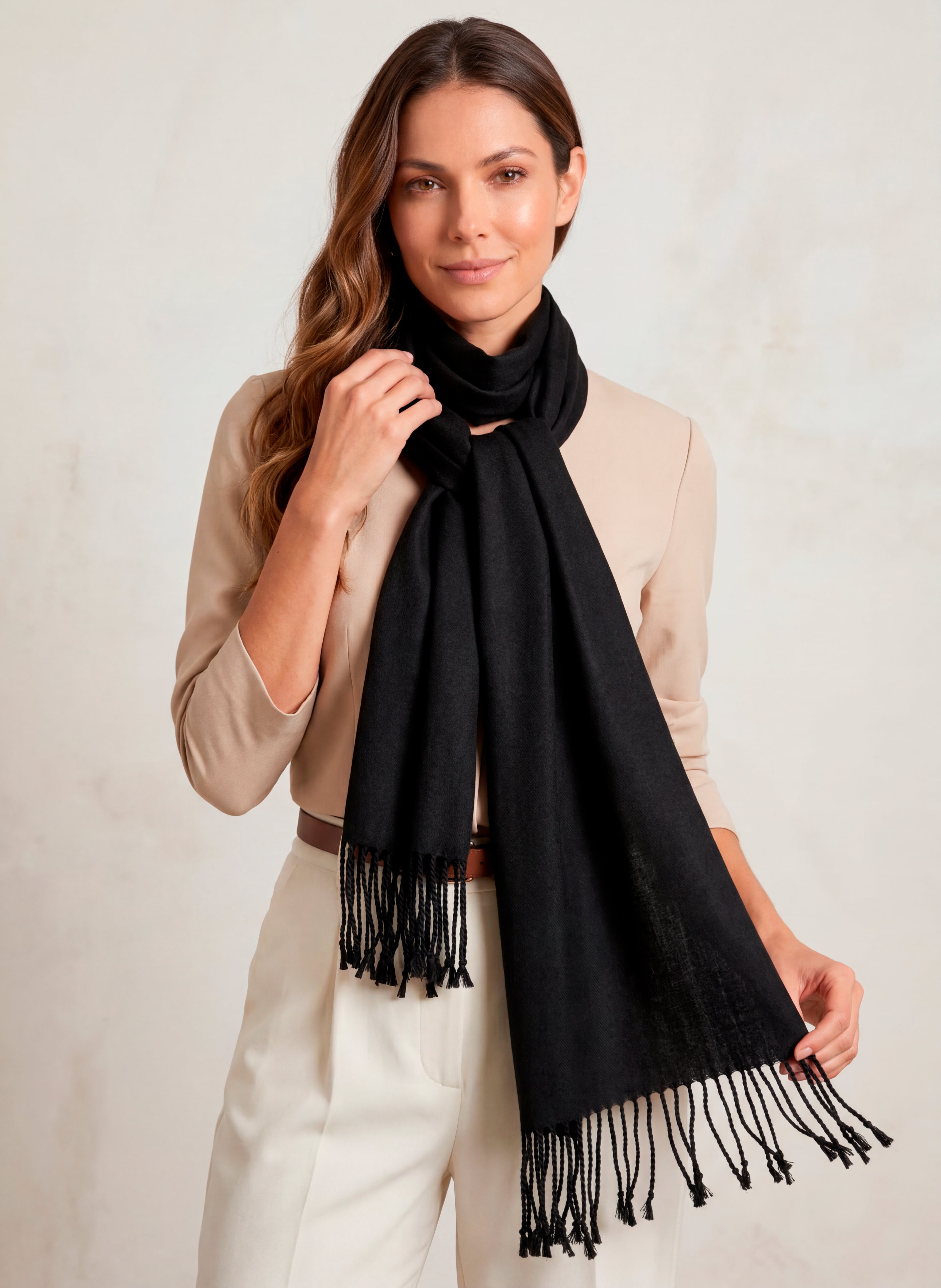 Pashmina preta de viscose | 70x180cm