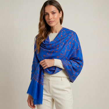 Blue Embroidered Cashmere