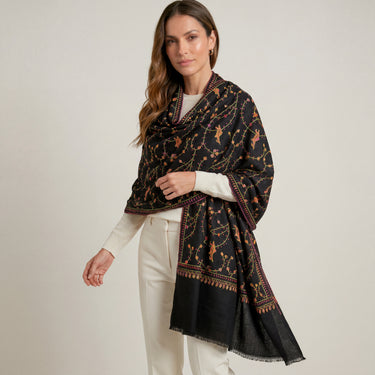 Black embroidered cashmere