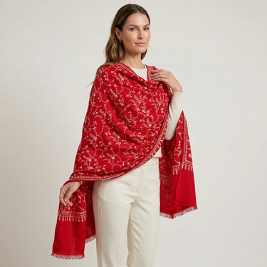 Cashmere Bordado vermelho/branco
