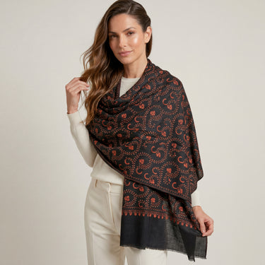 Cashmere Bordado preto/terracota