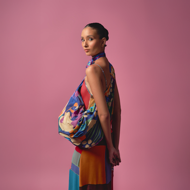 Lenço double face Algodão Doce em cetim de seda | 90x90cm