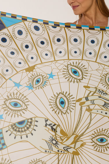 Greek Eye Mandala Panel in viscose | 130x200cm