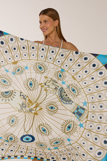 Greek Eye Mandala Panel in viscose | 130x200cm