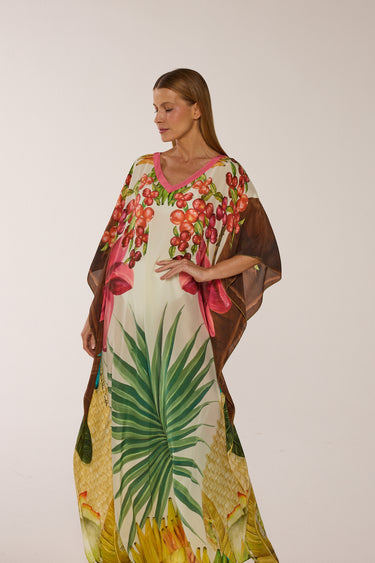 Long silk kaftan Textures