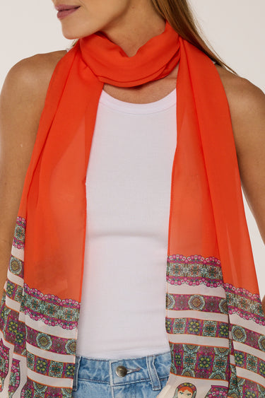 Echarpe Matrioska em mousseline de poliéster | 45x210cm