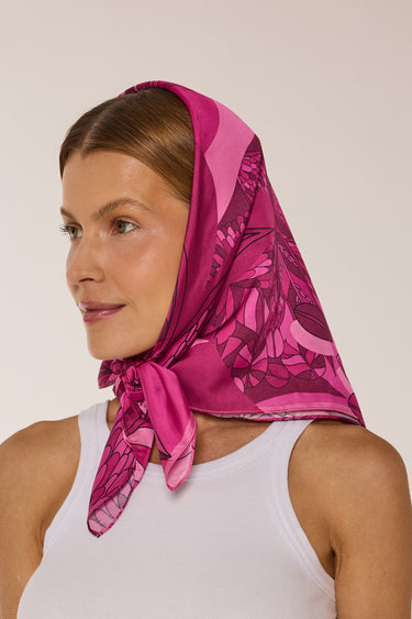 Pink Purple Ramos Scarf in Polyester Satin | 70x70cm